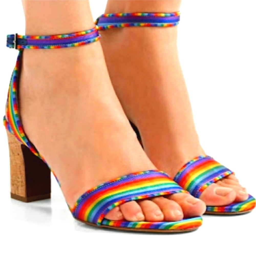 Tabitha Simmons Letitia rainbow stripe silk Sandals - Picture 2 of 9